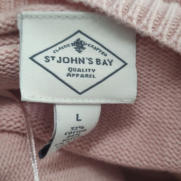 St John's Bay pinkish blush sweater with faux pearl accents Sz L - Picture 4 of 4